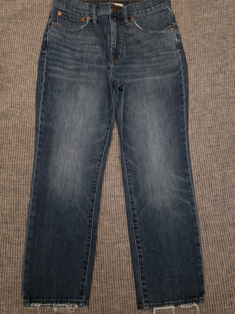 Madewell Women's Straight-Leg Jeans in Faded Blue Denim Zip Fly Size 28